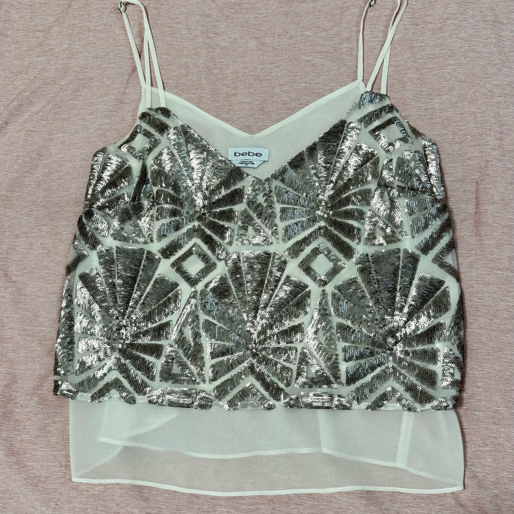 Bebe Metallic Sequin Camisole Top size S
